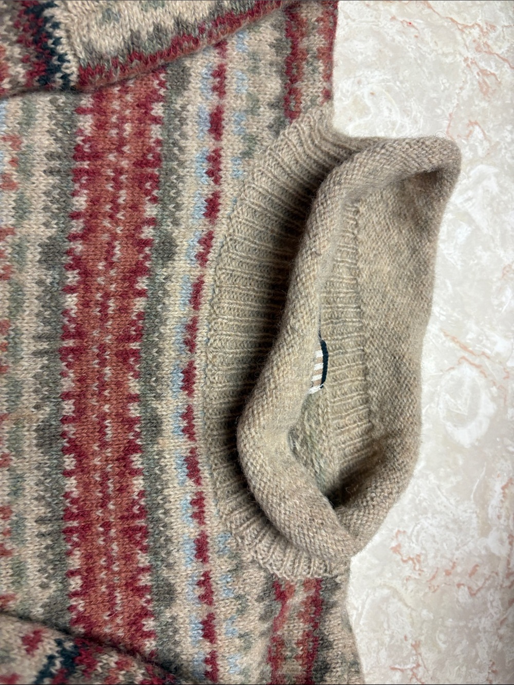 Forenza Fair Isle Cowl Neck Sweater in Beige, Red, Blue and Gray - Picture 3 of 5